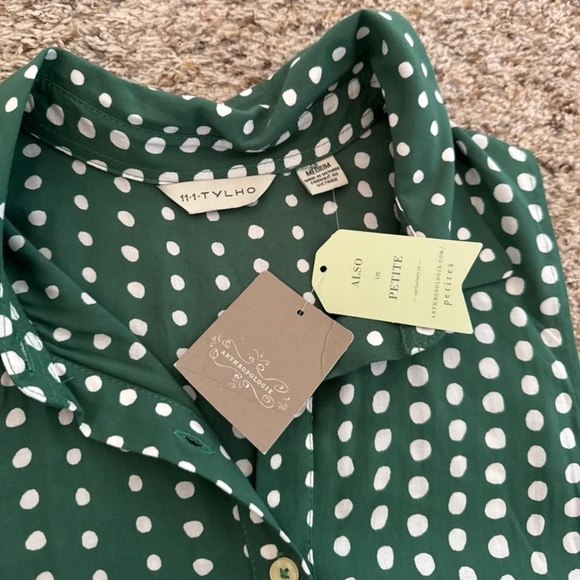 NWT Anthropologie 11.1 Tylho Brynn Green Polka Dot Dress 
Size Medium - Picture 8 of 12